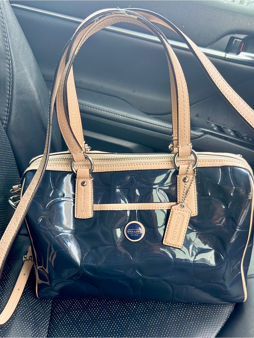 COACH Peyton F12589 Black Patent Embossed Satchel — circa 2013